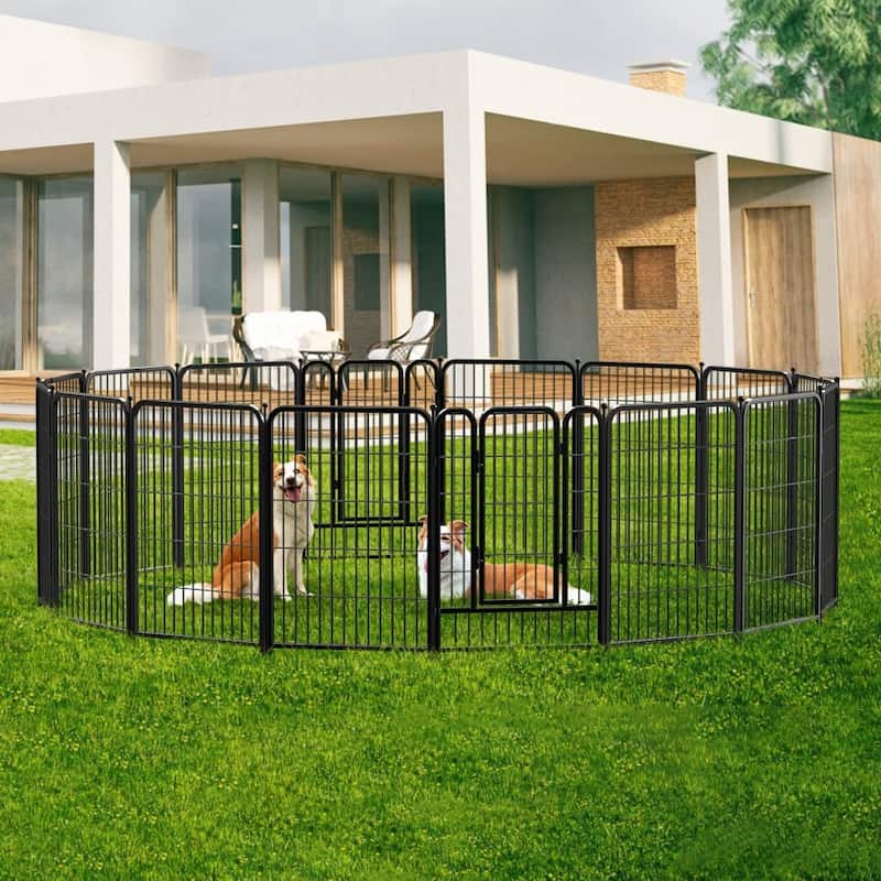 GARPROVM 16 Panels 40" Height Dog Playpen Heavy Duty Pet Fence Indoor Outdoor - 16 Panels 40" H - 16 Panels 40" H