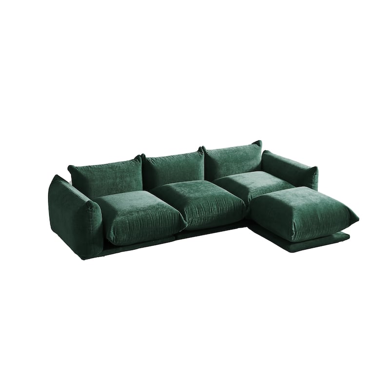 Sectional Sofa Chenille Fabric Sofa Lounge Couch with Ottoman