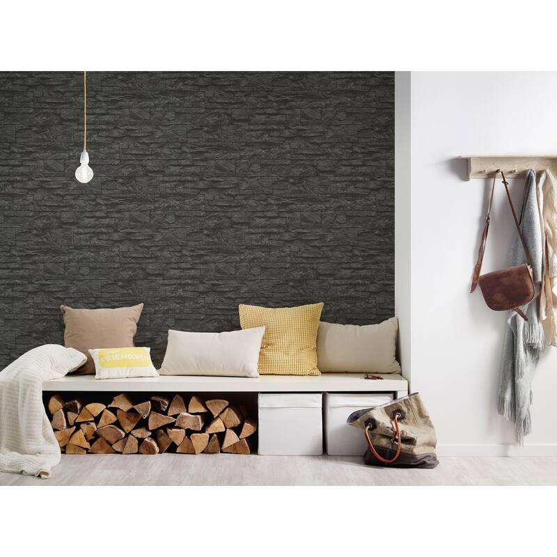 Galerie Wallcoverings Bricks and More Collection Wide Granite Slabs Matte Finish Vinyl on Non-woven Wallpaper Roll