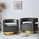 preview thumbnail 112 of 114, HULALA HOME Carisa Modern Upholstered Swivel Open-Back Barrel Chair with Golden Base Set of 2 - GREY