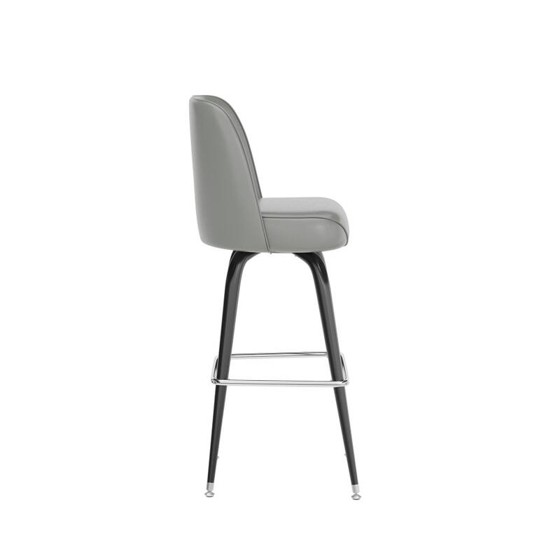 Metal Barstool with Swivel Vinyl Upholstered Bucket Seat and Footrest - 18.5"D x 18.5"W x 42.5"H