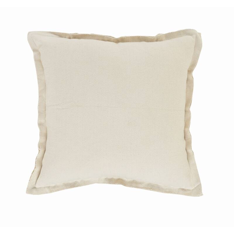 20" Beige Solid Embroidered Ribbon Square Throw Pillow