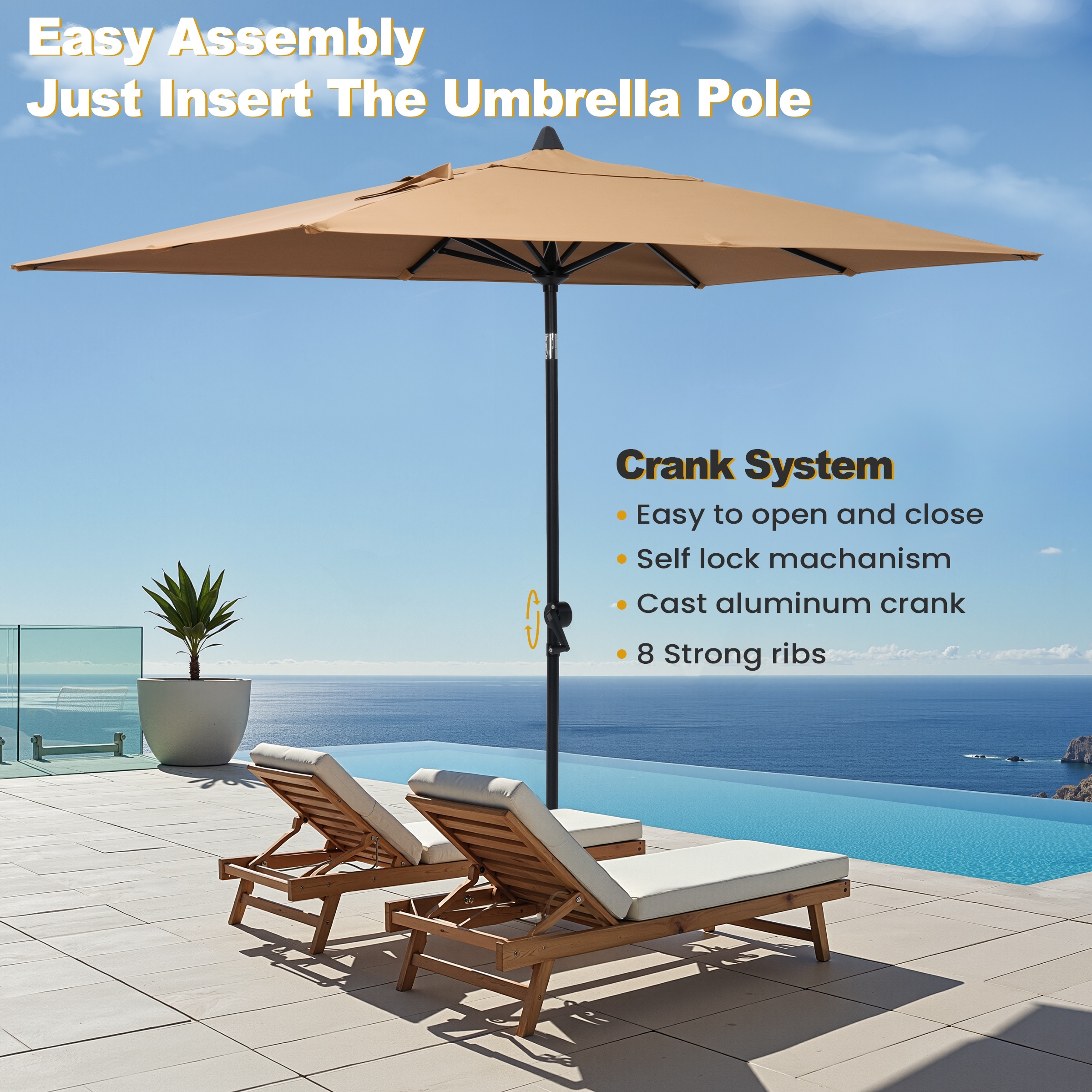 5 ft outdoor patio umbrella Costway 5' Square Market Table 30581274 New FactoryPure Make your patio a shady oasis with this durable outdoor market umbrella from Pellebant Pellebant 9 ft. x 5