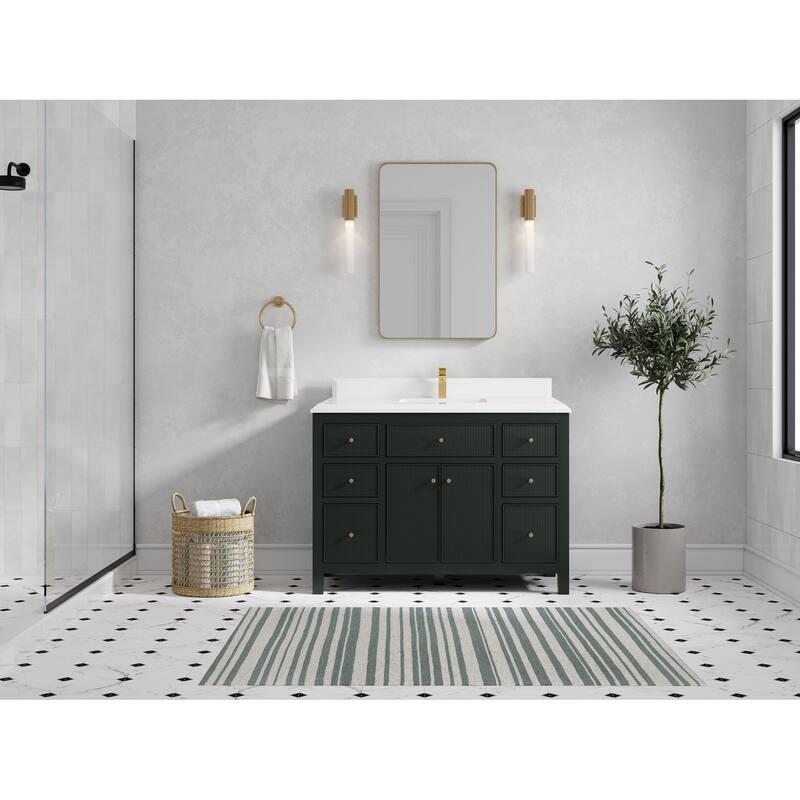 Willow Collections 48 in W x 22 in D Sonoma Free Standing Reeded Single Sink Bathroom Vanity with Countertop