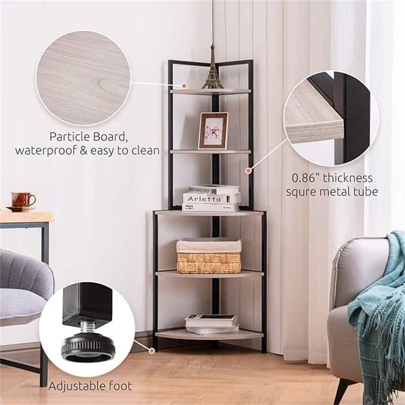 Corner Shelf - 16.6"D x 16.6"W x 57"H