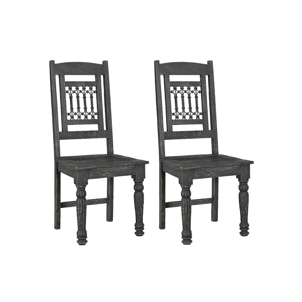 Set of 2 Slat Back Wood Dining Armless Side Chairs Perfect for Kitchen or Dining Room - 42”H x 18”W x 18”D