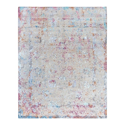 Ikat One-of-a-Kind Handmade Area Rug, Beige - 8' 1" x 10' 1"