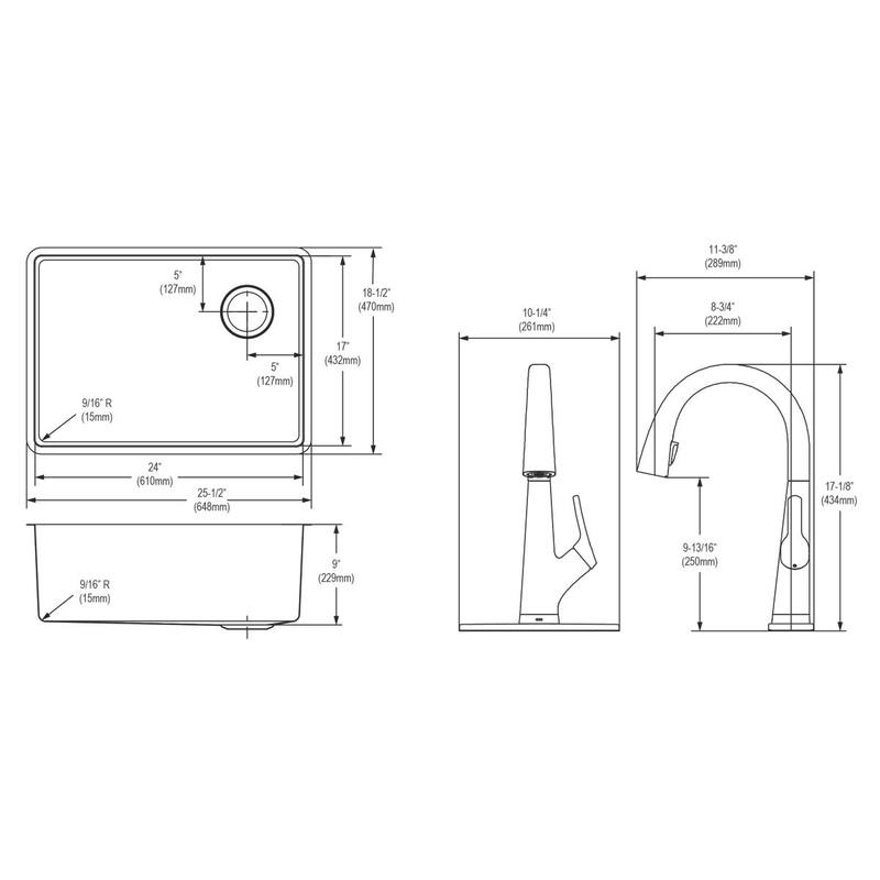 Elkay Crosstown 18 Gauge Stainless Steel 25-1/2" x 18-1/2" x 9", Single Bowl Undermount Sink Kit with Filtered Faucet