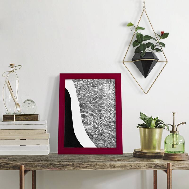 Black & White Abstract I -Framed Print w/glass-Cherry Red