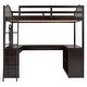 preview thumbnail 46 of 52, Solid Wood Loft Bed with Bulit-in U-shaped Desk and 2 Drawers, Full Size Loft Bedframe with Storage Shelves and Tri-fold Mirror