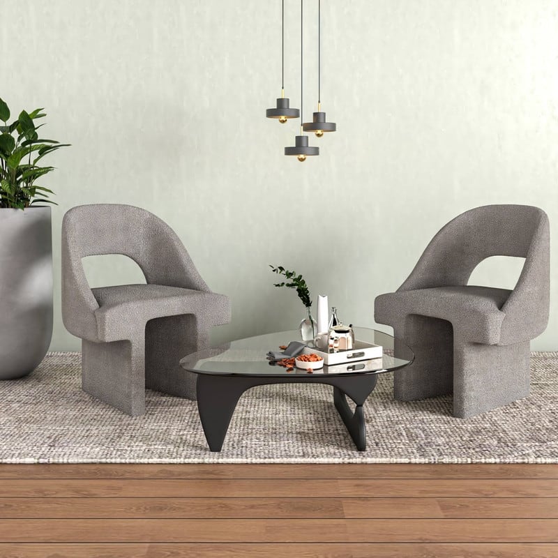 Quell Modern Boucle Upholstered Accent Chair with Solid Wood Frame & Plush Comfort for Home Office and Living Room (Set of 2)