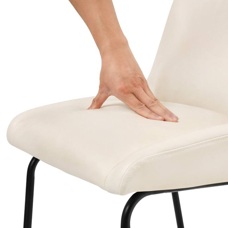 Counter Height Bar Stools with Metal Frame Upholstered Kitchen Island Stool in Faux Leather or Fabric