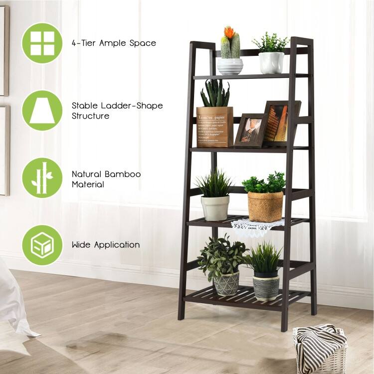 4-Tier Plant Rack with Guardrails Stable and Space-Saving for Home - 19" x 12.5" x 45"