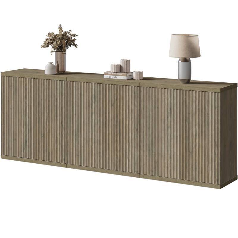 Set of 3 Versatile Push to Open Side Cabinets for Modern Homes - 34.2x30.9x15.4 - Grey