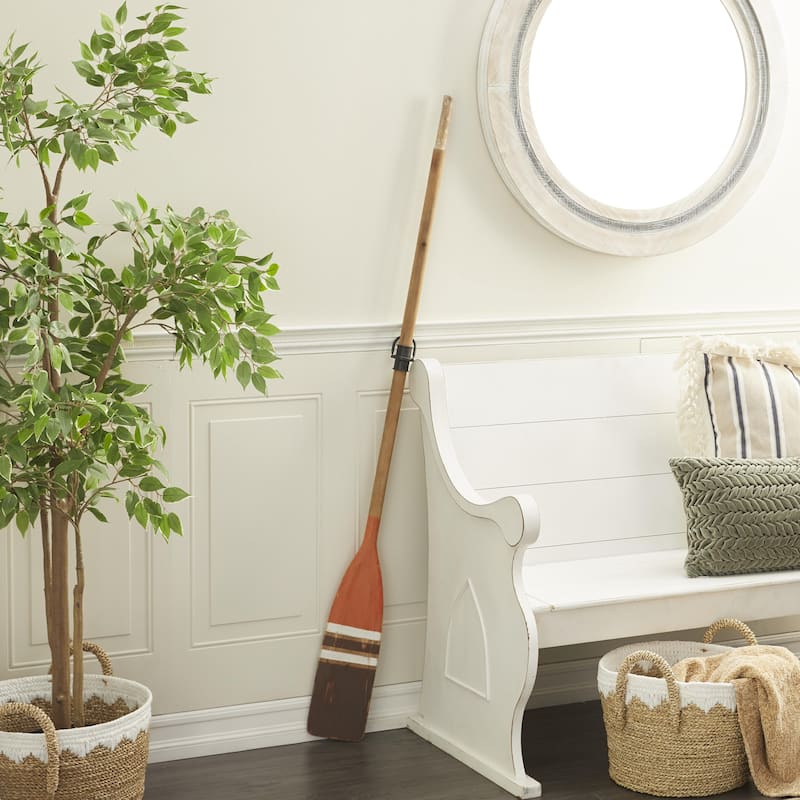 Wood Paddle Novelty Canoe Oar Home Wall Decor with Arrow and Stripe Patterns - Brown or White - Roche River Decor