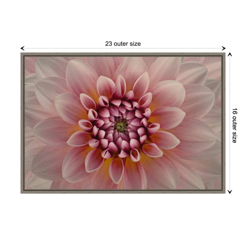 Pink Dahlia Macro by Richard Urbanski (23 x 16 in.), Framed Canvas Wall Art Print - Sylvie Greywash