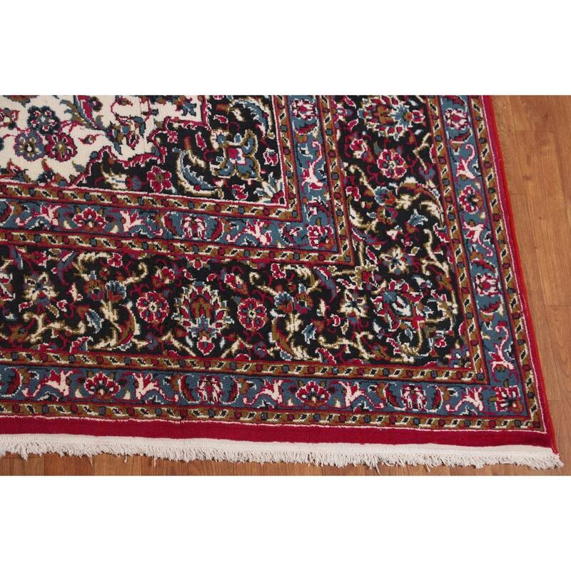 Floral Rose Kashan Turkish Area Rug Machine Made Carpet - 9'8" x 12'10"