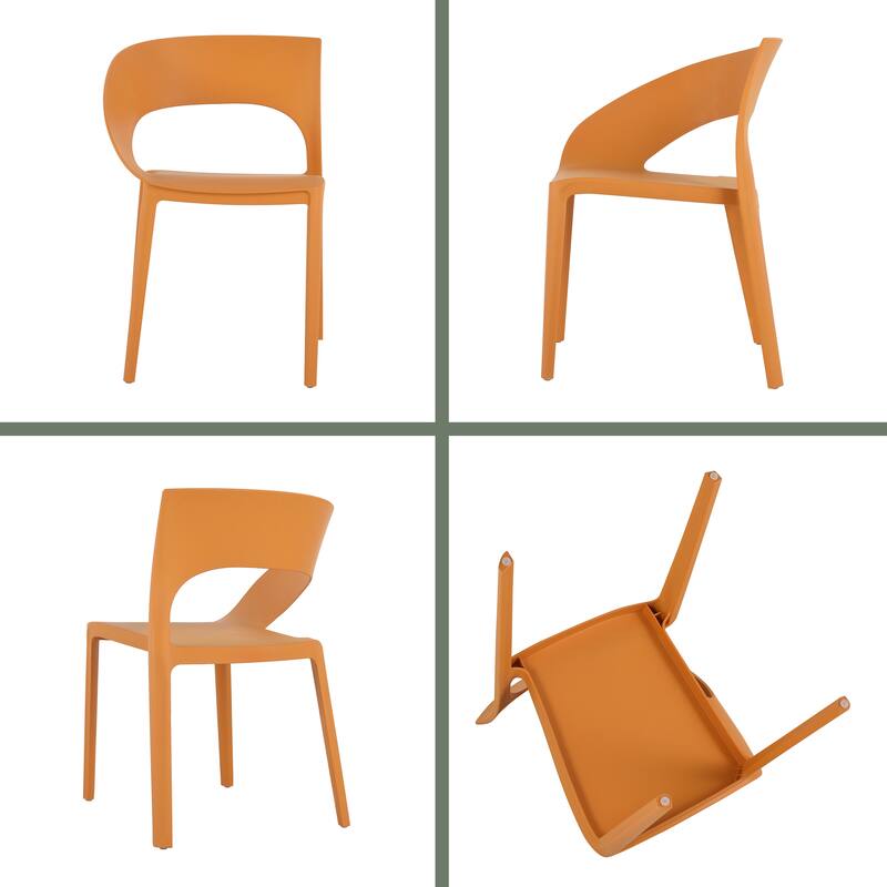 BNK Modern PP Side Chair for Indoor & Outdoor Use, One-Piece Design (Set of 4)
