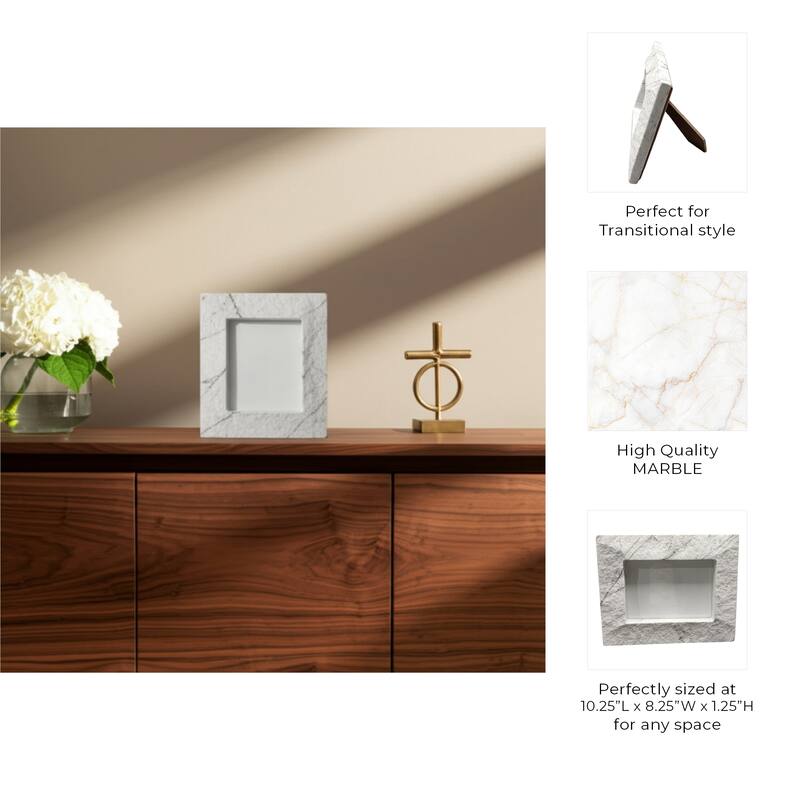 Stone Wood Frame Capri Style Modern Design for Home Office - 1" White