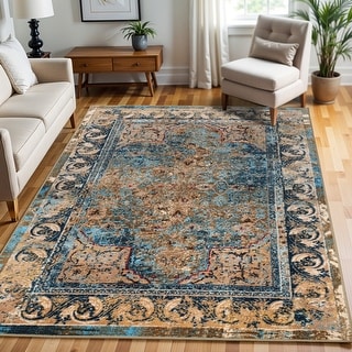 Superior Angeles Vintage Distressed Medallion Area Rug