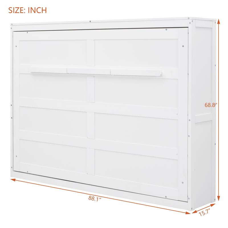 Space-Saving Queen Size Solid Wood Wall-Mounted Murphy Bed with Durable Folding Mechanism and Flexible Slat Support