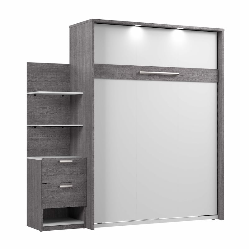Cielo Queen Murphy Bed with Floating Shelves by Bestar