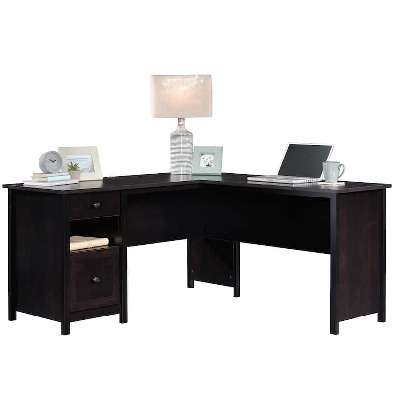 Wood L-Shaped Desk with Drawer - Black