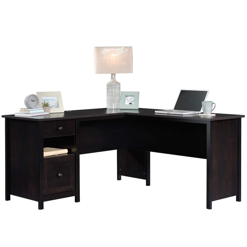 Wood L-Shaped Desk with Drawer
