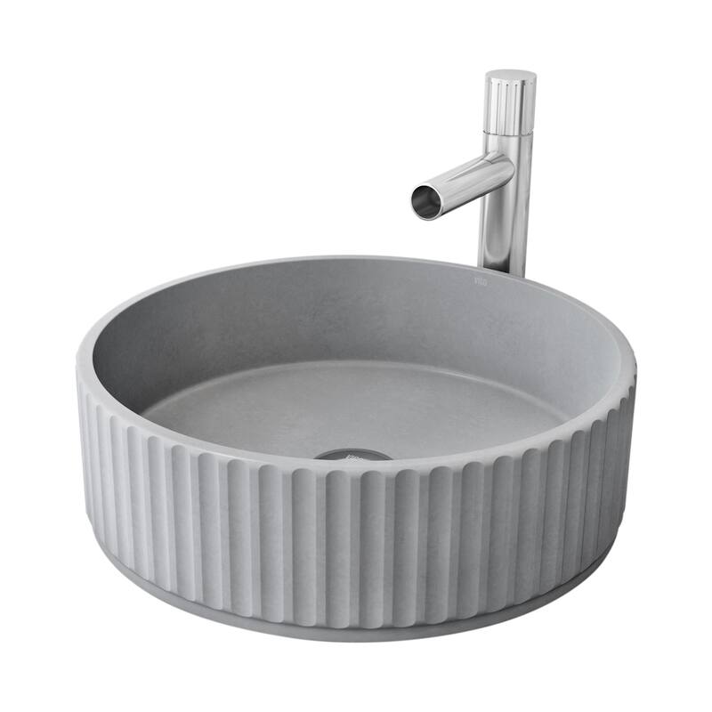 Vigo VGT2094 Windsor 16" Circular Concrete Vessel Bathroom Sink with