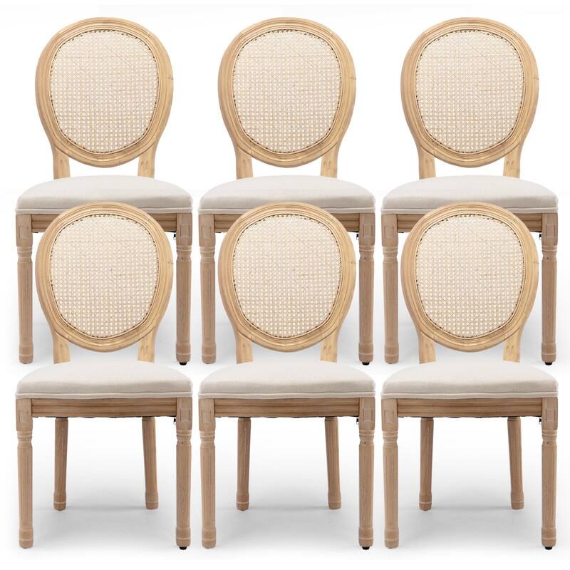 Upholstered French Style Nailhead Dining Chairs(Set of 6)