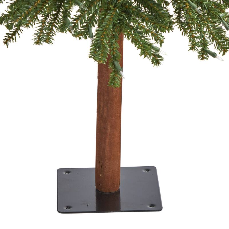 5' Grand Alpine Artificial Christmas Tree with 200 Clear Lights and 469 Bendable Branches on Natural Trunk
