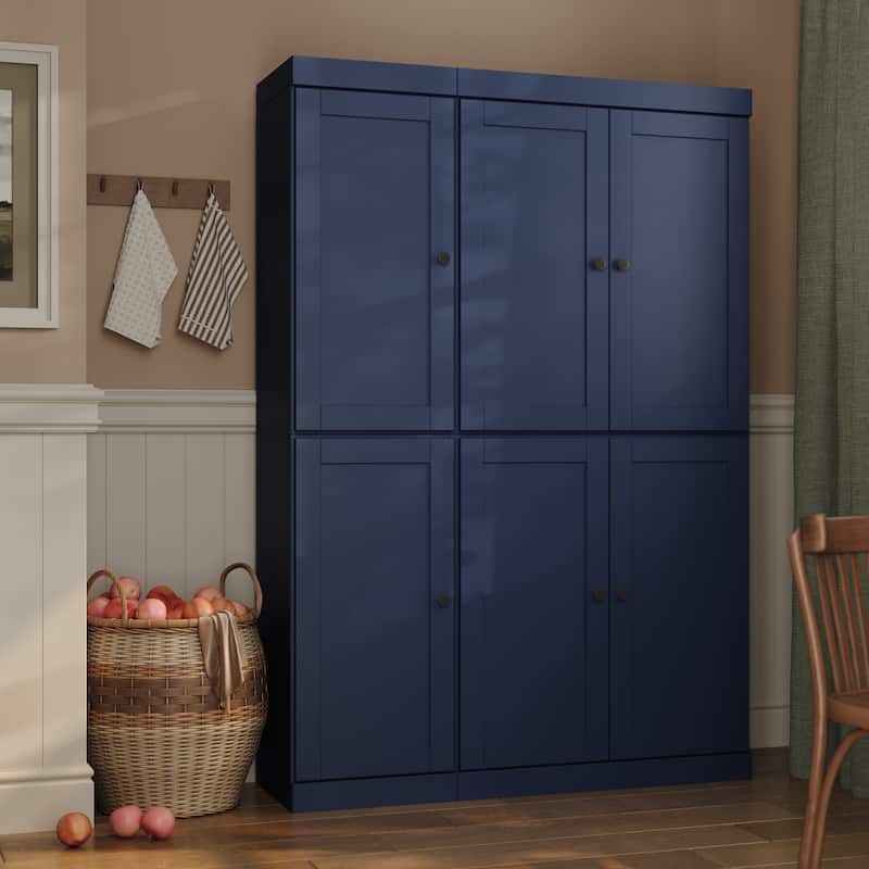 Palace Imports 100% Solid Wood 48.5" Pantry Cabinet with Shaker Doors and Adjustable Shelves - Navy