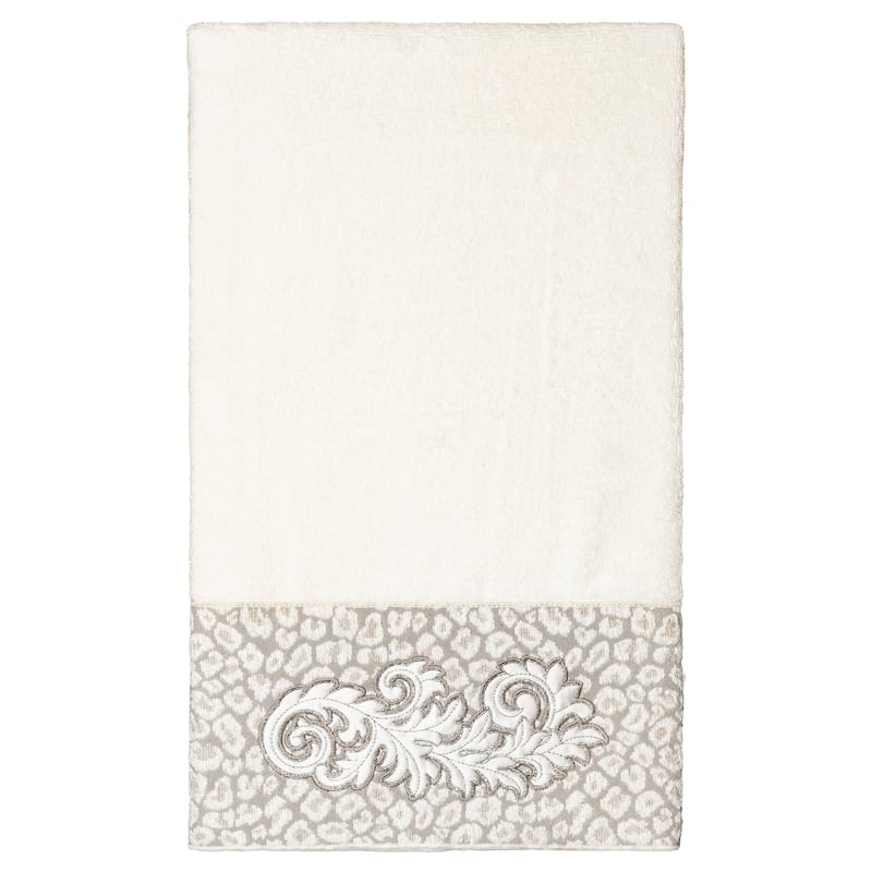 Authentic Hotel and Spa 100% Turkish Cotton April Embellished Bath Towel - Cream