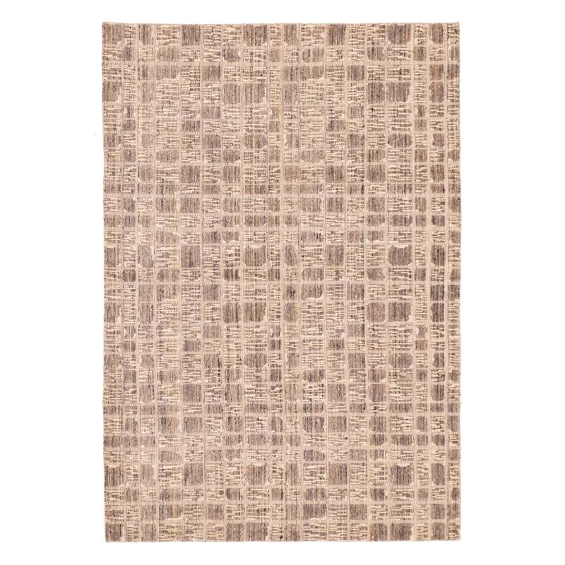 ECARPETGALLERY Hand Loomed Elysian Taupe Wool Rug - 5'4 x 7'8