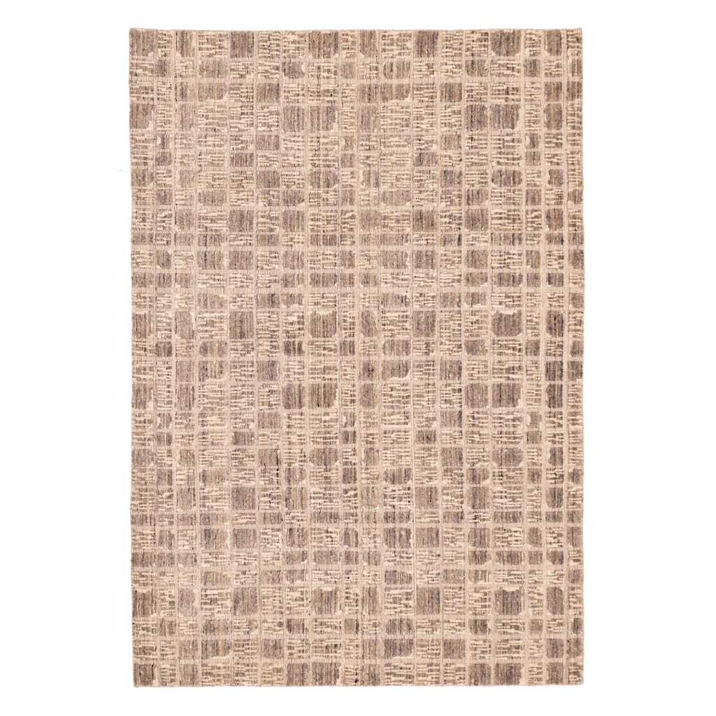 ECARPETGALLERY Hand Loomed Elysian Taupe Wool Rug - 5'4 x 7'8