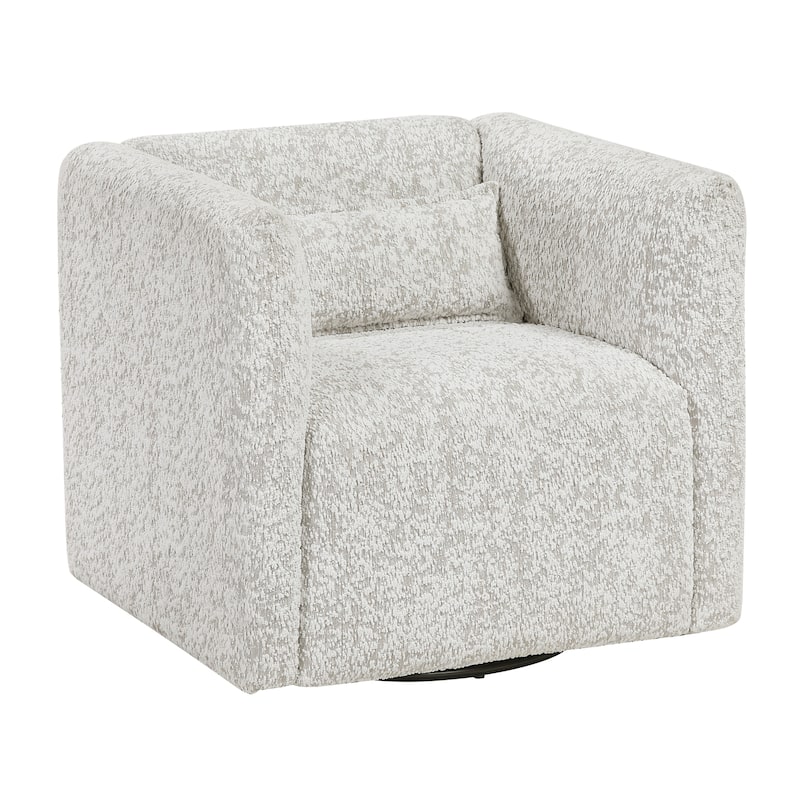 Quinn 33" Jacquard Swivel Chair - Lumbar Pillow, 360-Degree Swivel - Beige