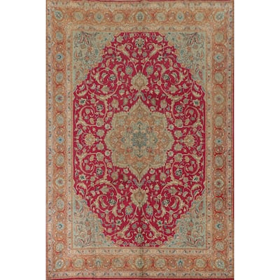 Tabriz Persian Vintage Rug Hand-Knotted Wool Carpet - 7'11"x 11'1"