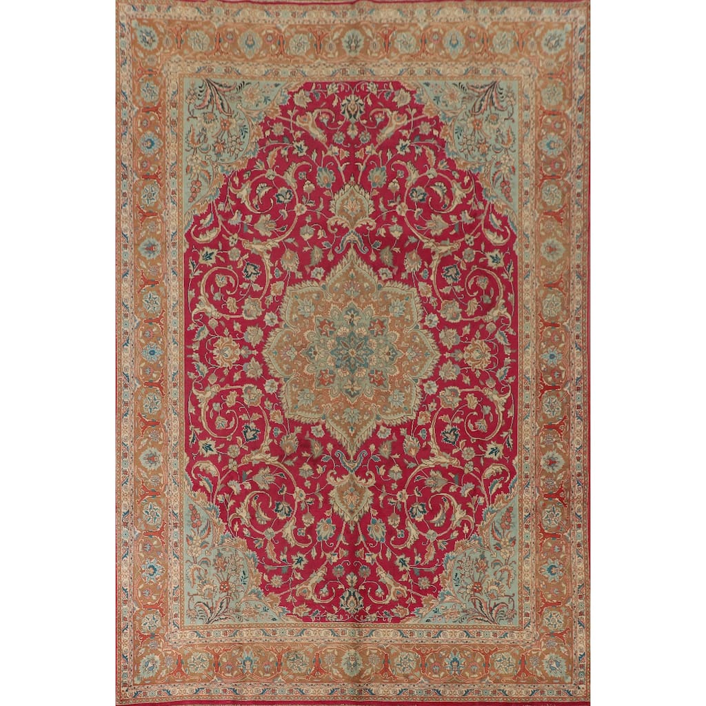 Tabriz Persian Vintage Rug Hand-Knotted Wool Carpet - 7'11"x 11'1"