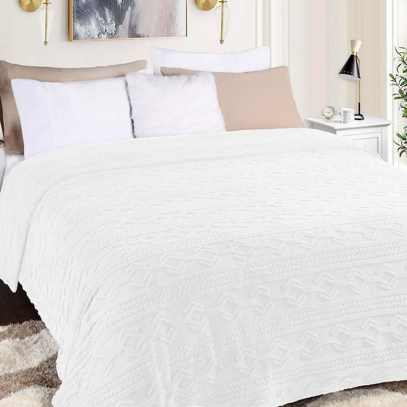 Superior Arctic Boho Jacquard Plush Fluffy Fleece Blanket
