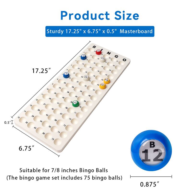GSE™ Bingo Game Master Board & 7/8" Multi-Color Plastic Bingo Balls Set for Bingo Cage Game