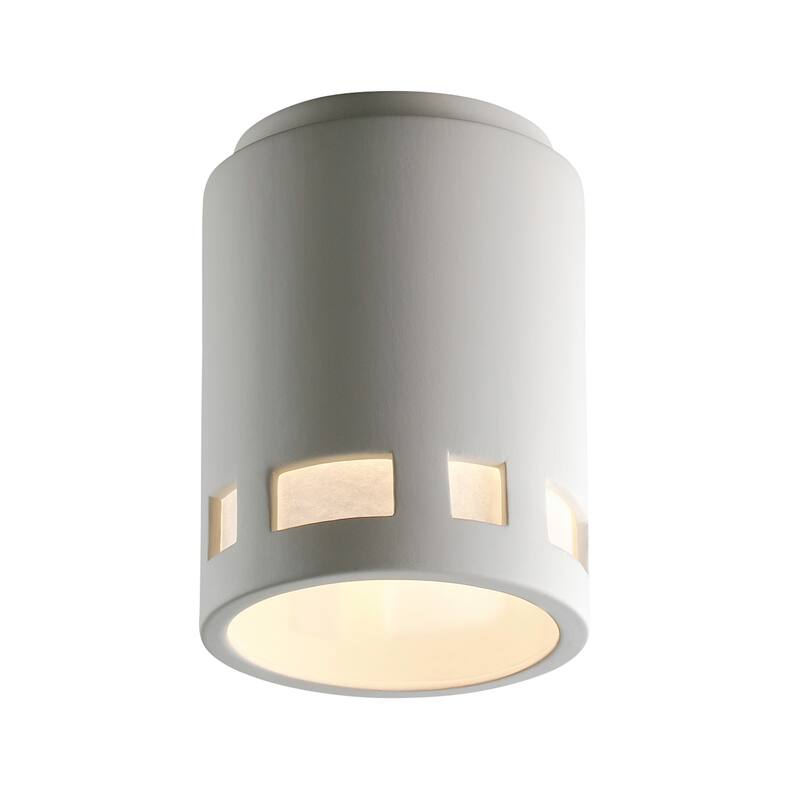 Justice Design Group Radiance 1-light Bisque Outdoor Cylinder w/ Prairie Window Flush-Mount