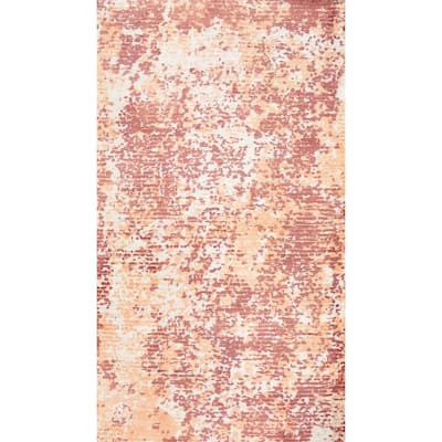 Hand Knotted Oriental Viscose Silk Carpet Modern Abstract Oranges & Rust Abstract Area Rug - 3' 11'' X 2' 0''