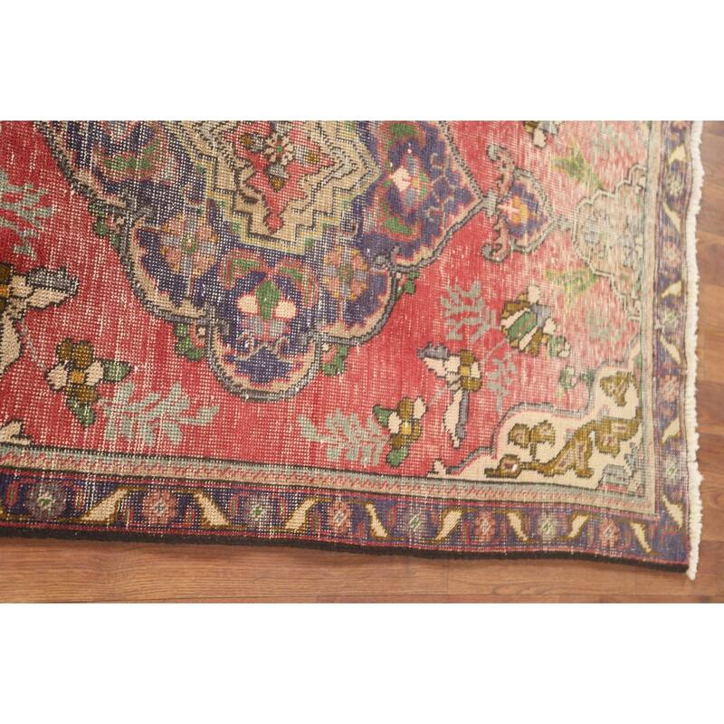 Hand Knotted Oriental 100% Wool Carpet Traditional Floral Pink Tabriz Area Rug - 4' 10'' X 3' 2''