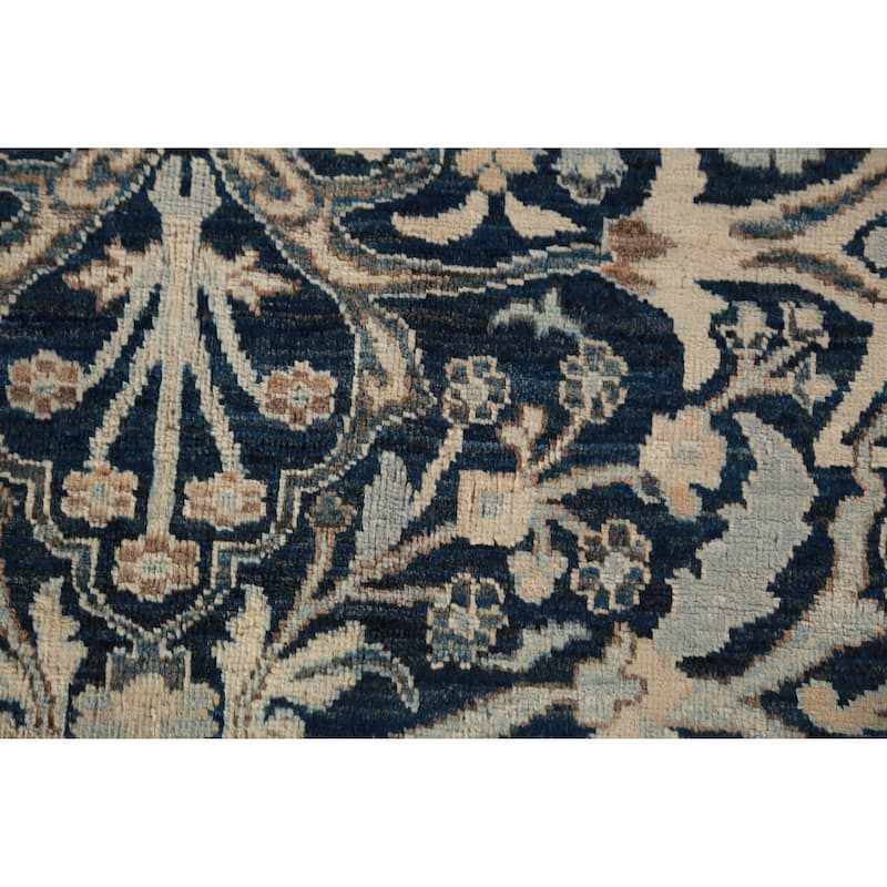 Hand Knotted Oriental 100% Wool Carpet Traditional All-Over Navy Blue & Blues Ziegler Area Rug - 9' 9'' X 8' 3''