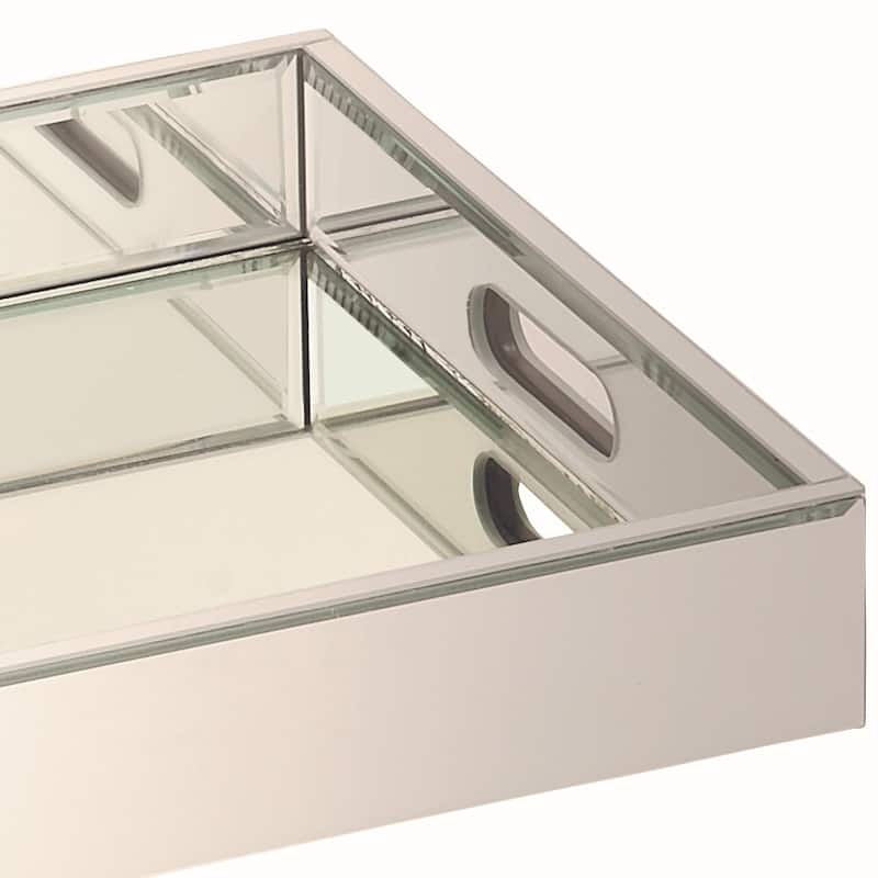 Silver Wooden Mirrored Tray