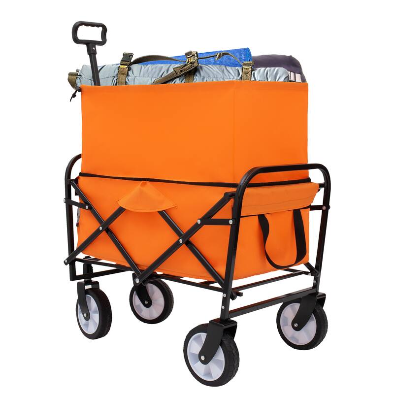 Minimeetall Strap Collapsible Foldable Wagon Cart with strapping system Folding Beach Wagon Utility Wagon Grocery Cart
