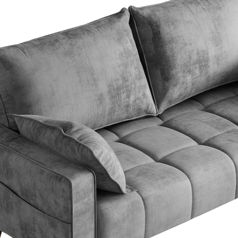 Moasis 56" Velvet Tufted Loveseat Sofa with Button Tufted Seat and Side Storage Pocket