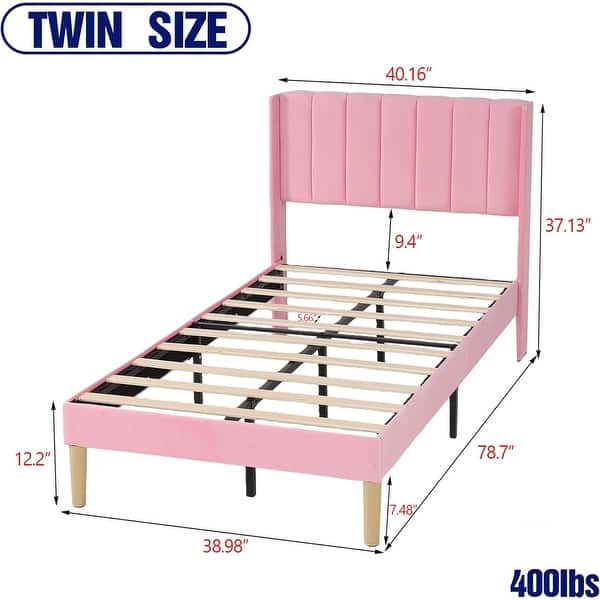 dimension image slide 3 of 25, AUFANK Upholstered Platform Bed Frame with Headboard Wooden Slats Support