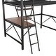 preview thumbnail 7 of 6, Full Size Metal Loft Frame wFull-Length Guardrail, Desk, Shelf,Black