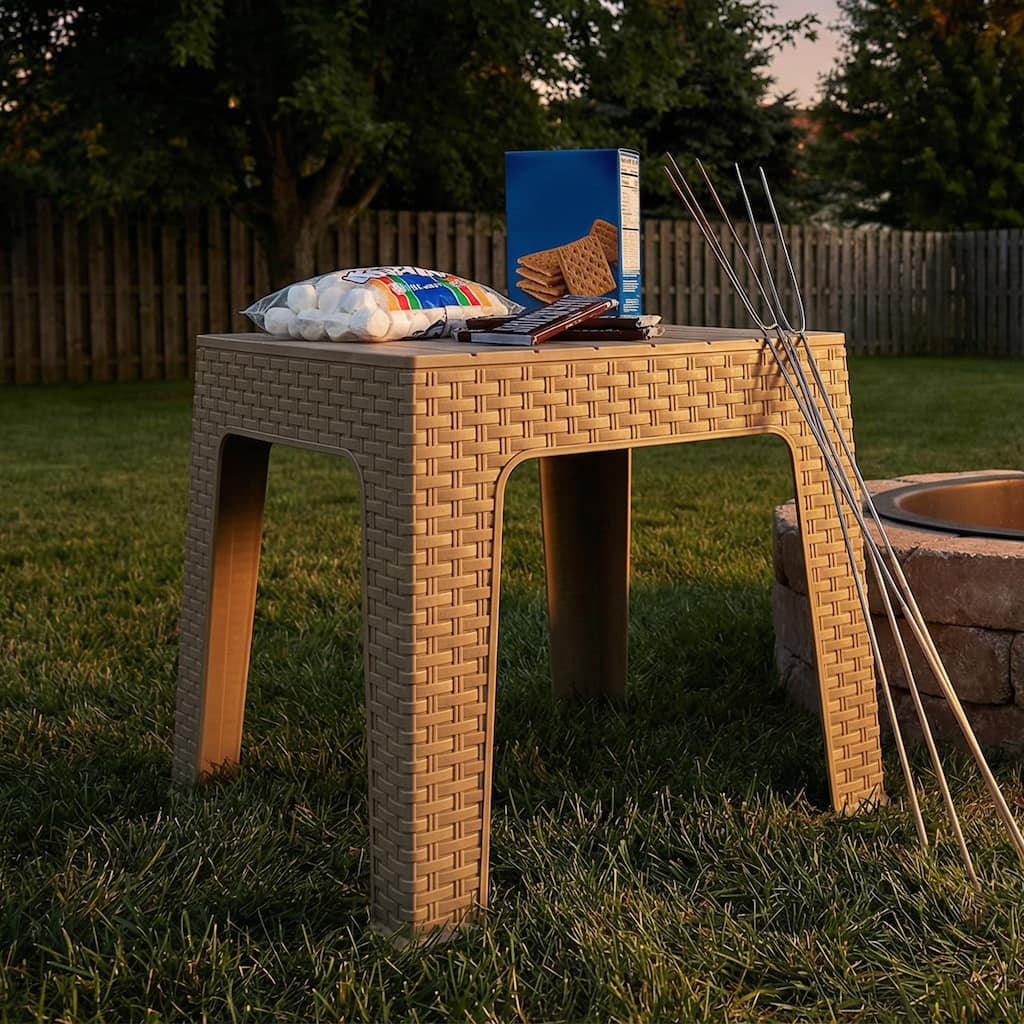 Sunnydaze 17.75" Square Outdoor Side Table - Beige - Set of 4